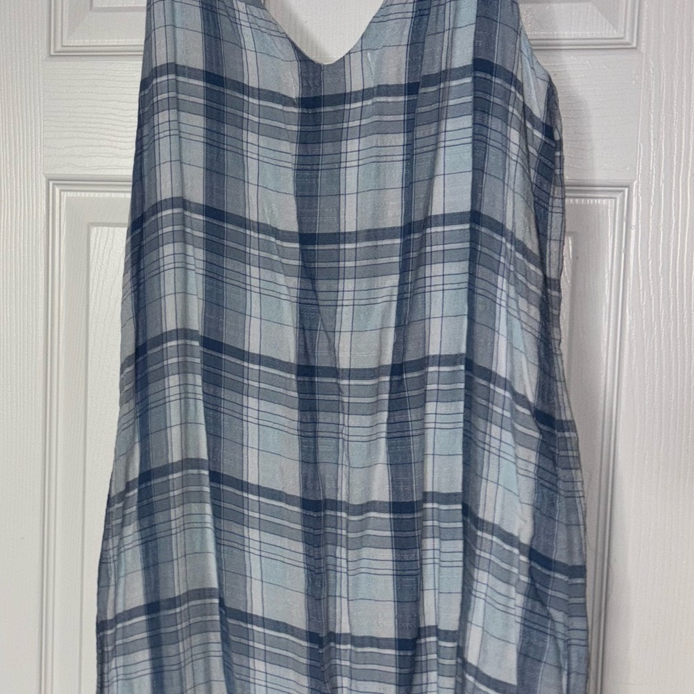 Cloth & Stone Blue Plaid Mini Dress